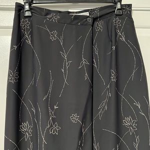 Josephine Chaus Slate Gray Wrap Skirt with Floral Patter “Sketched” on